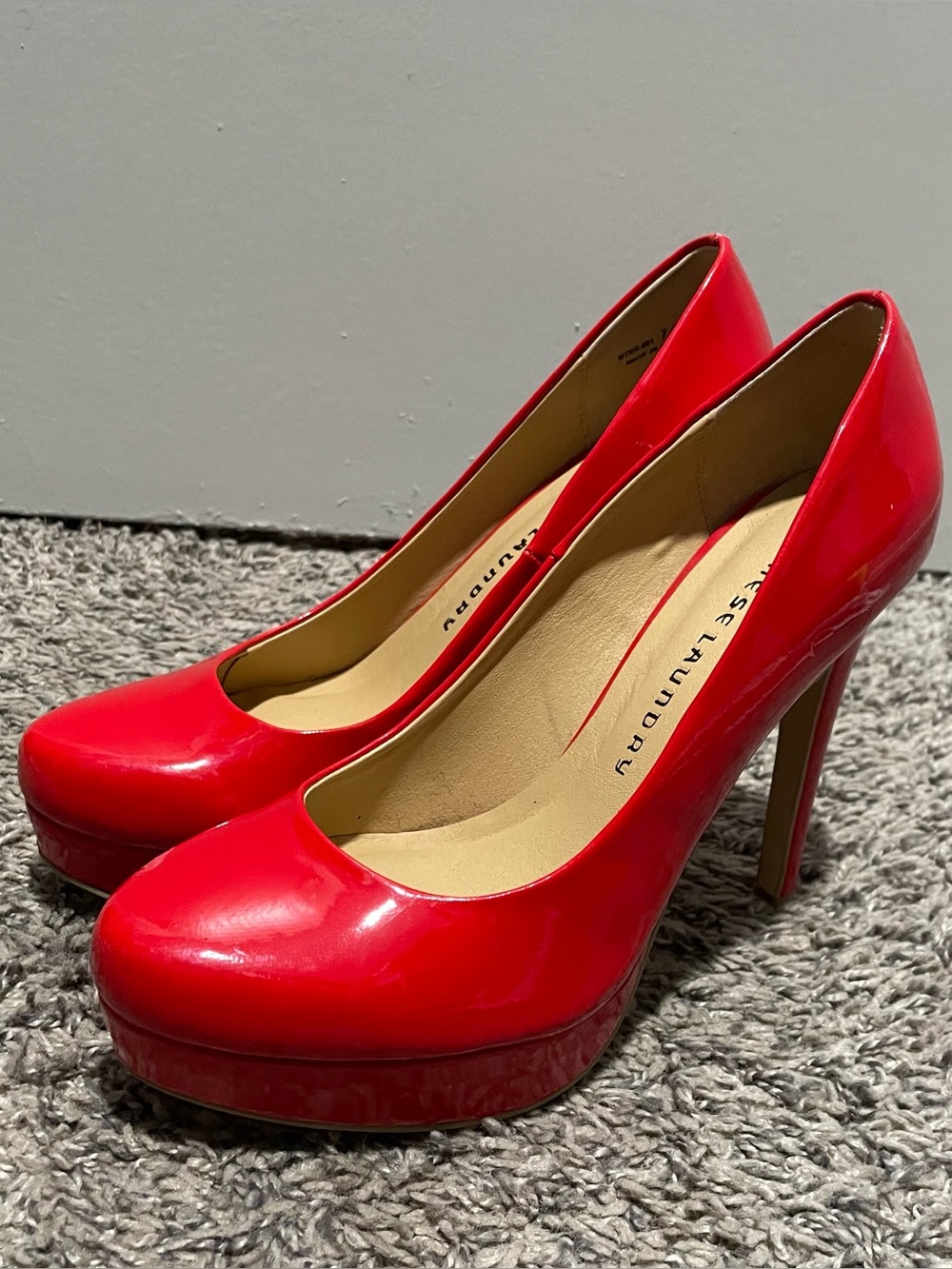Chinese Laundry Red Patent Platform Pumps